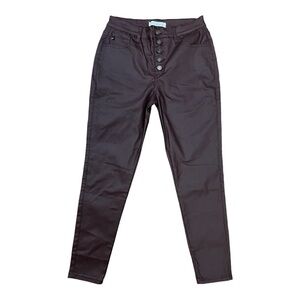 Kancan Burgundy Faux Leather Skinny Pants Size 13/30 Women